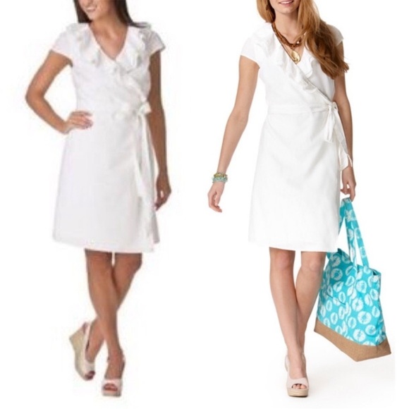 Calypso St. Barth for Target Womens SZ S White Linen Ruffle Wrap Dress Romantic - Picture 1 of 14